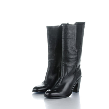 Chanel Textured Calfskin Knee High Boots 39.5 Black 3 of 8