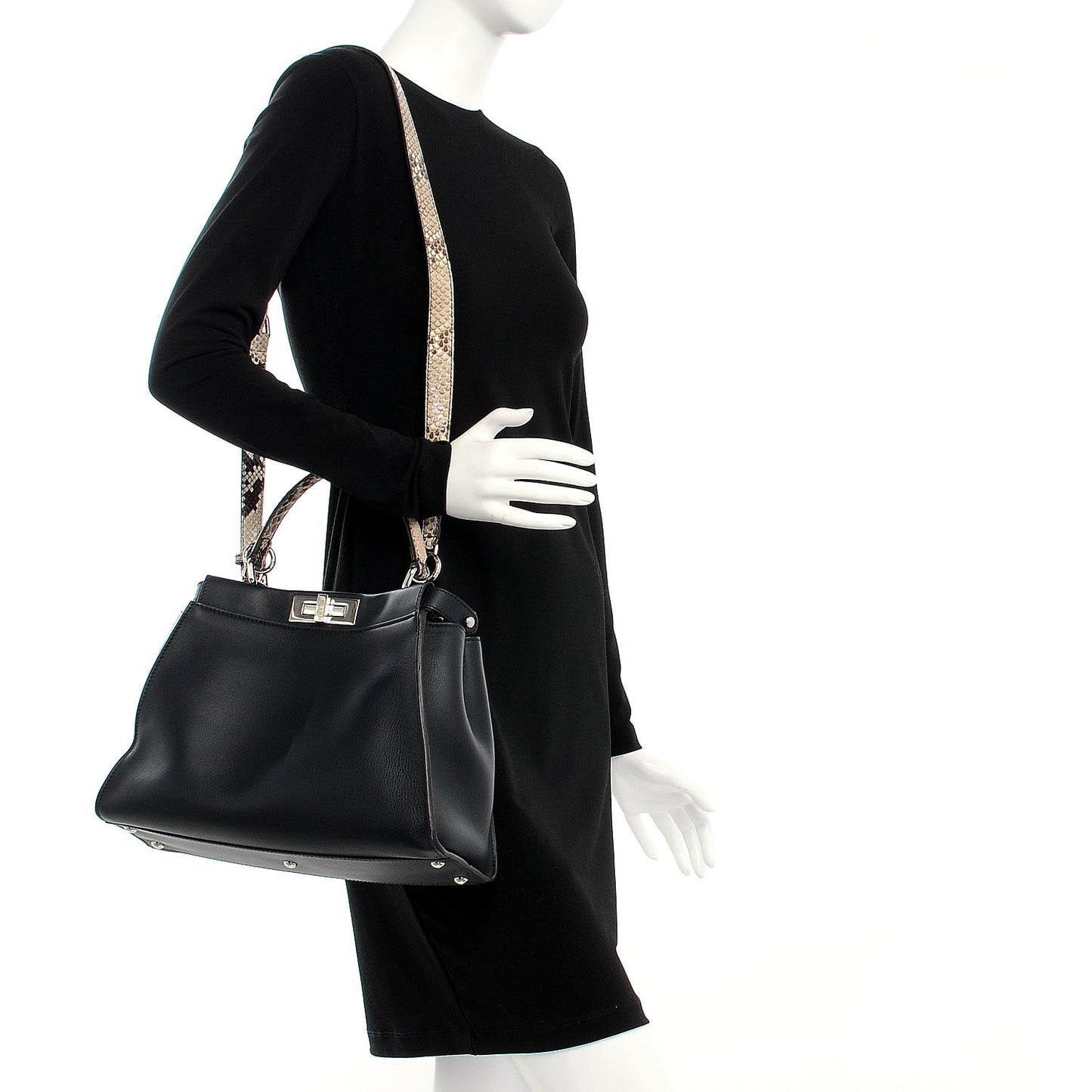 Vitello Seta Snakeskin Shiny Nappa Monster Eyes Medium Peekaboo Iconic Satchel Blue Notte Roccia