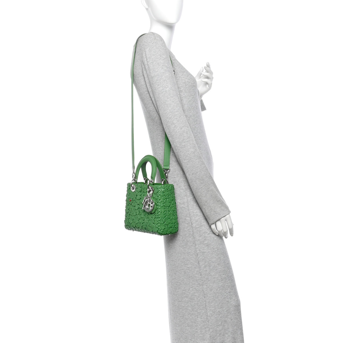 Christian Dior Lambskin Clover Allover Embroidered Mini Lady Dior Lucky Green 2 of 10