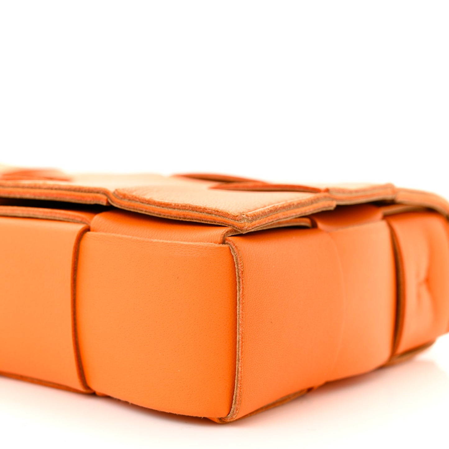 Lambskin Maxi Intrecciato Cassette Crossbody Bag Tangerine