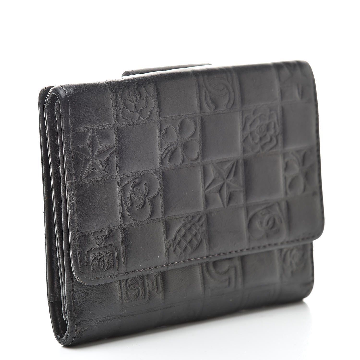 Chanel Calfskin Lucky Symbols Compact French Flap Wallet Black 3 of 18
