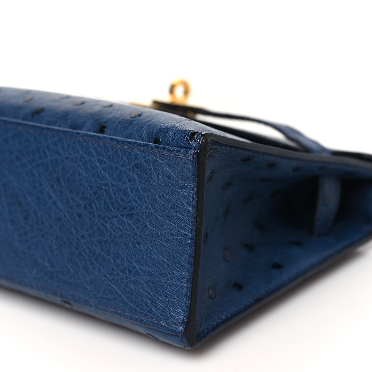 Ostrich Kelly Pochette Clutch Bleu Roi