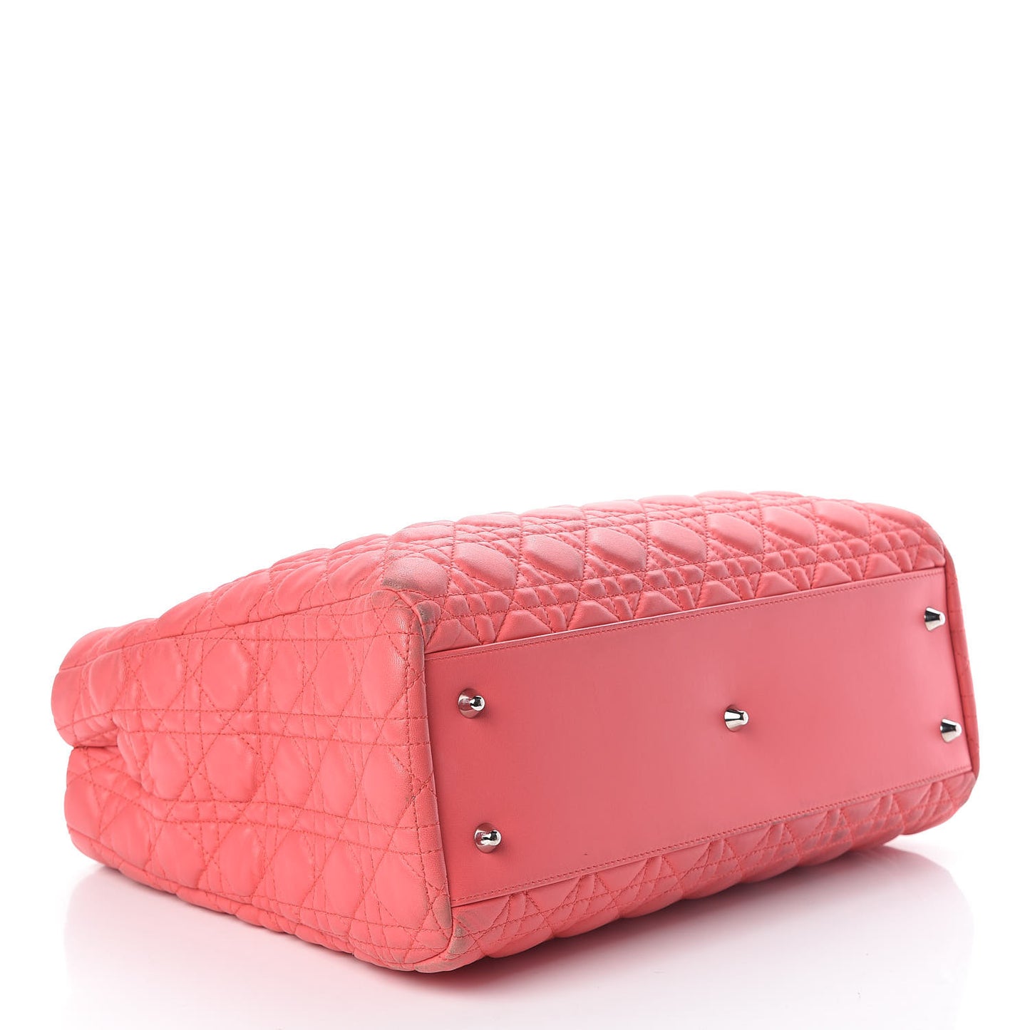 Lambskin Cannage Large Dior Soft Shopping Tote Coral