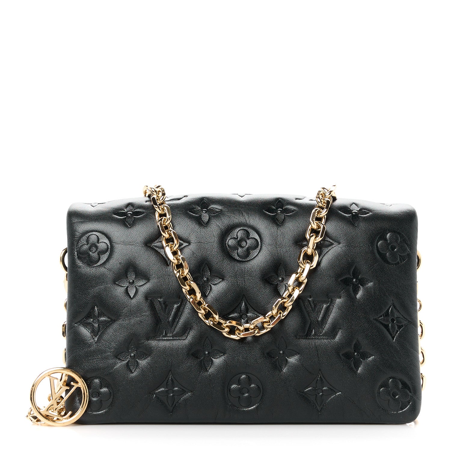 Louis Vuitton Lambskin Embossed Monogram Pochette Coussin Black 1 of 10