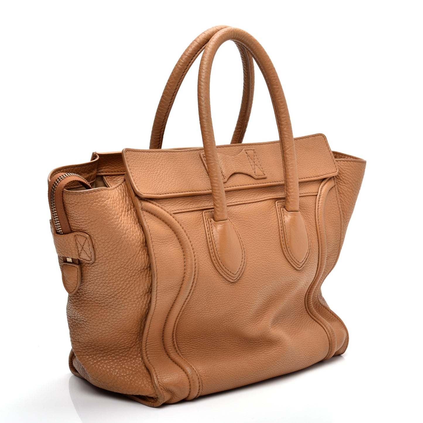 Drummed Calfskin Mini Luggage Camel
