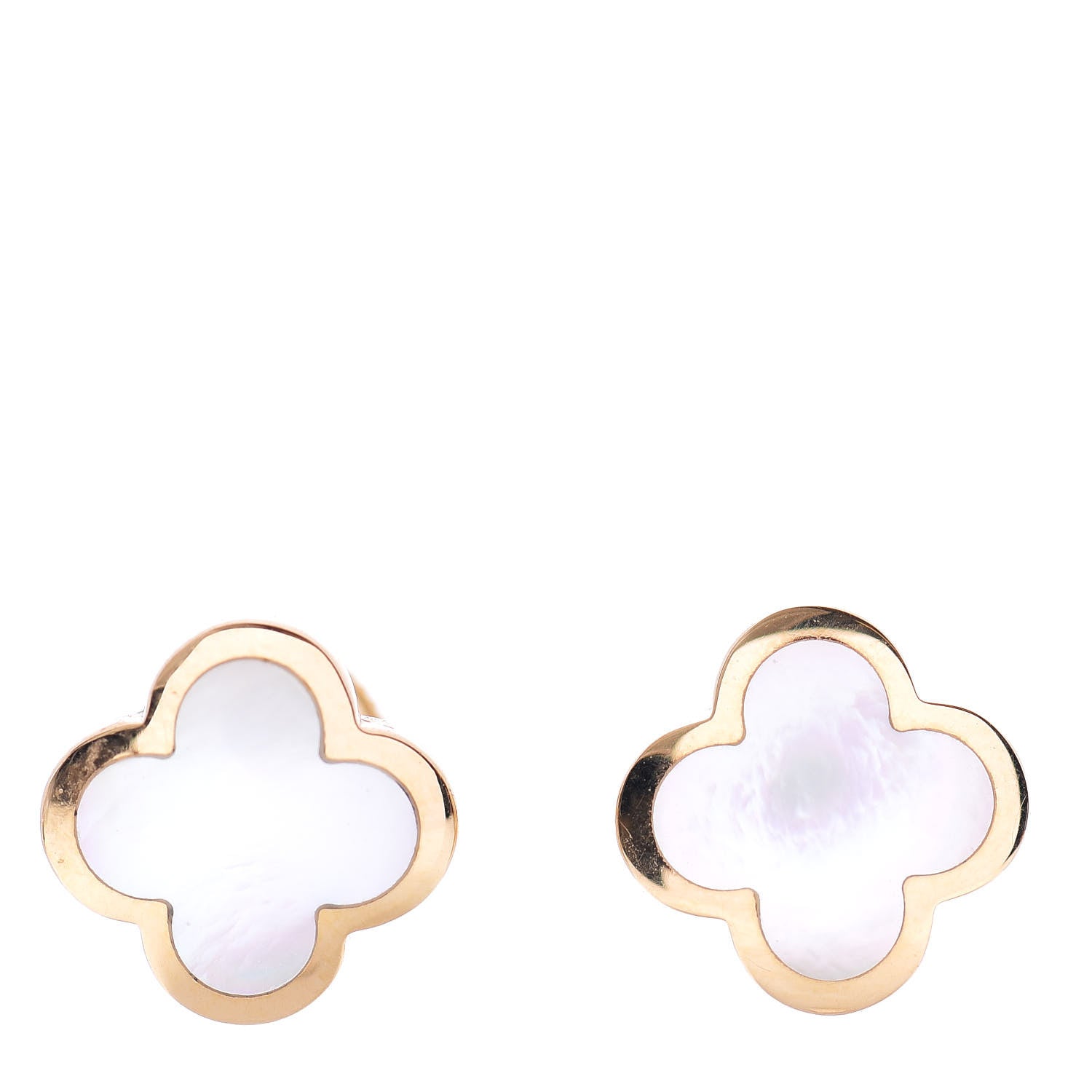 Van Cleef & Arpels 18K Yellow Gold Mother of Pearl Pure Alhambra Earrings 1 of 5