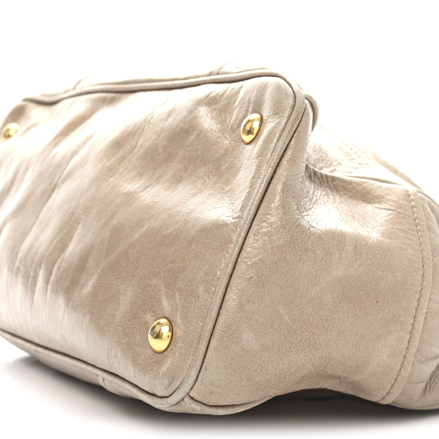 Vitello Shine Top Handle Satchel Cammeo