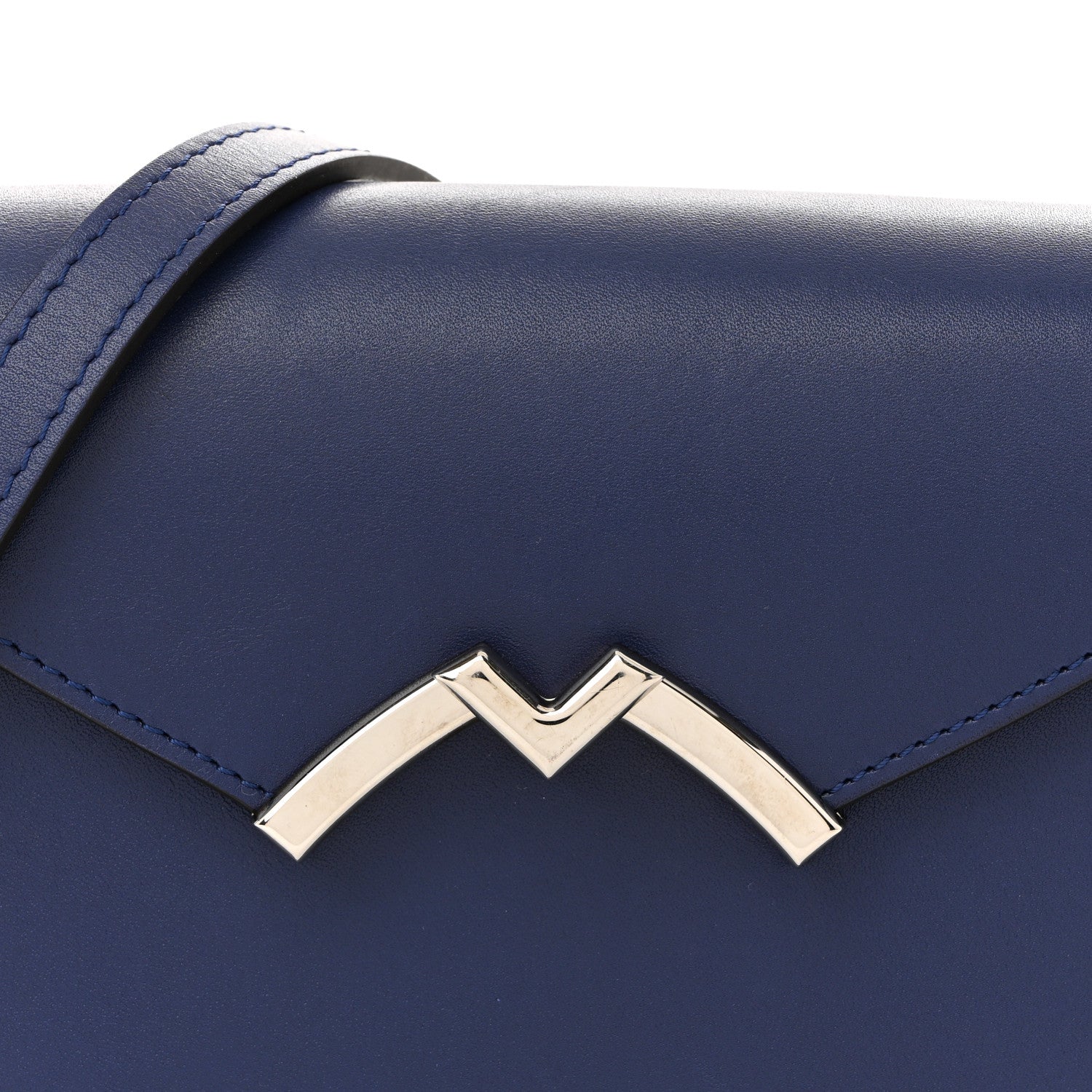 Moynat Box Calfskin Gabrielle Reporter Shoulder Bag Blue 7 of 14