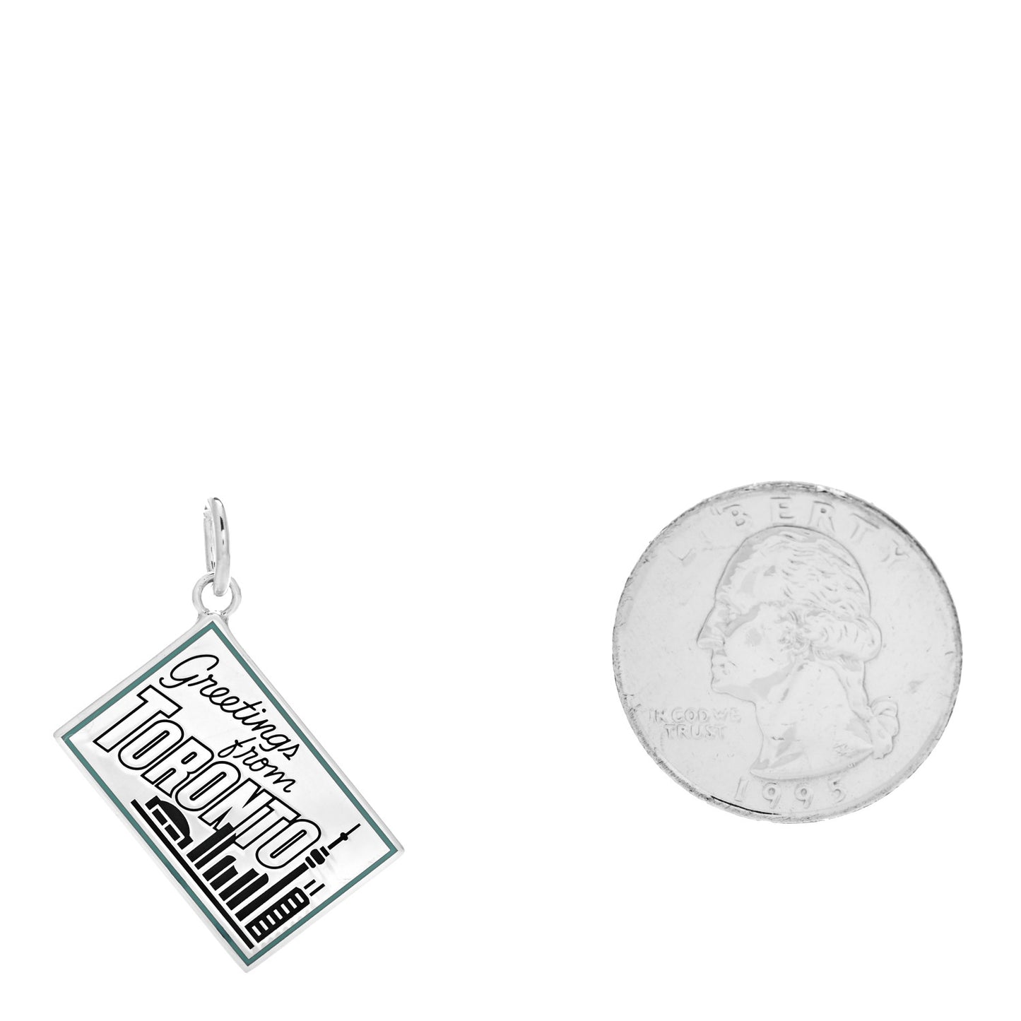 Sterling Silver Enamel Toronto Postcard Charm Blue