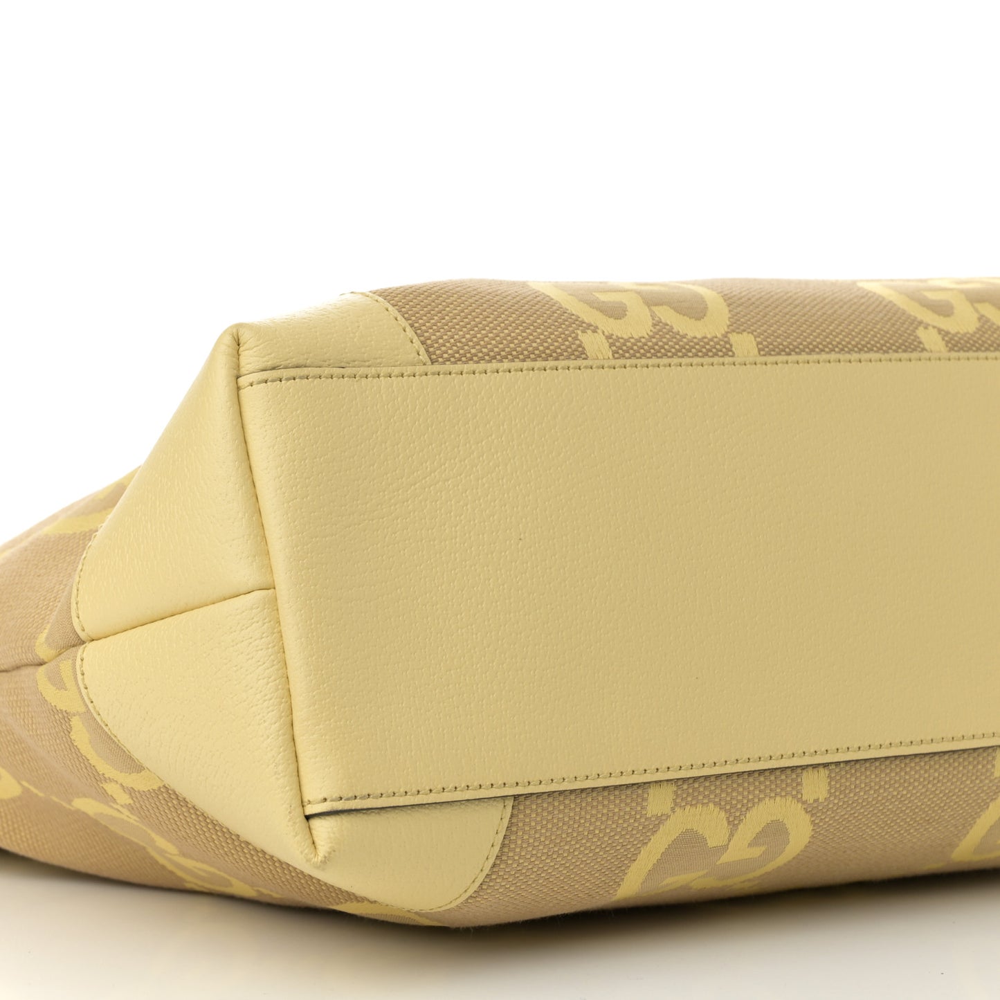 Monogram Jumbo GG Textured Dollar Calfskin Medium Ophidia Shopping Tote Beige Yellow