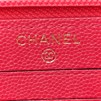 Chanel Caviar Quilted Small Boy Zip Around Wallet Fuchsia 8 of 14