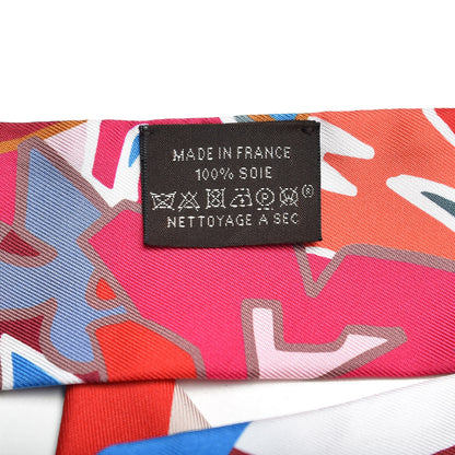 Hermes Silk Graff Graffiti Twilly Rouge Piment White Cobalt 3 of 6