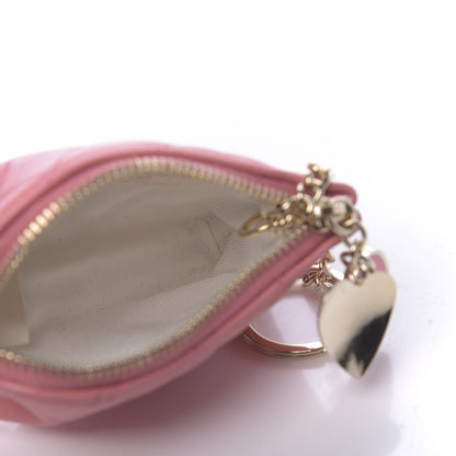 Chanel Lambskin Quilted Valentine Charms Key Holder Case Pink 5 of 9