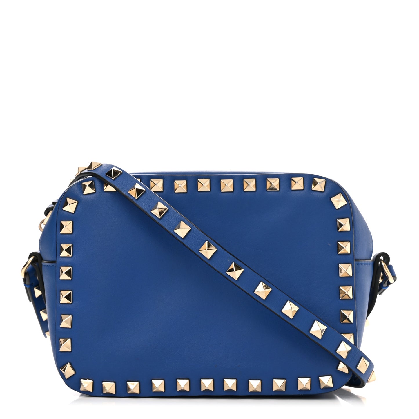 Calfskin Rockstud Camera Crossbody Bag Light Sapphire