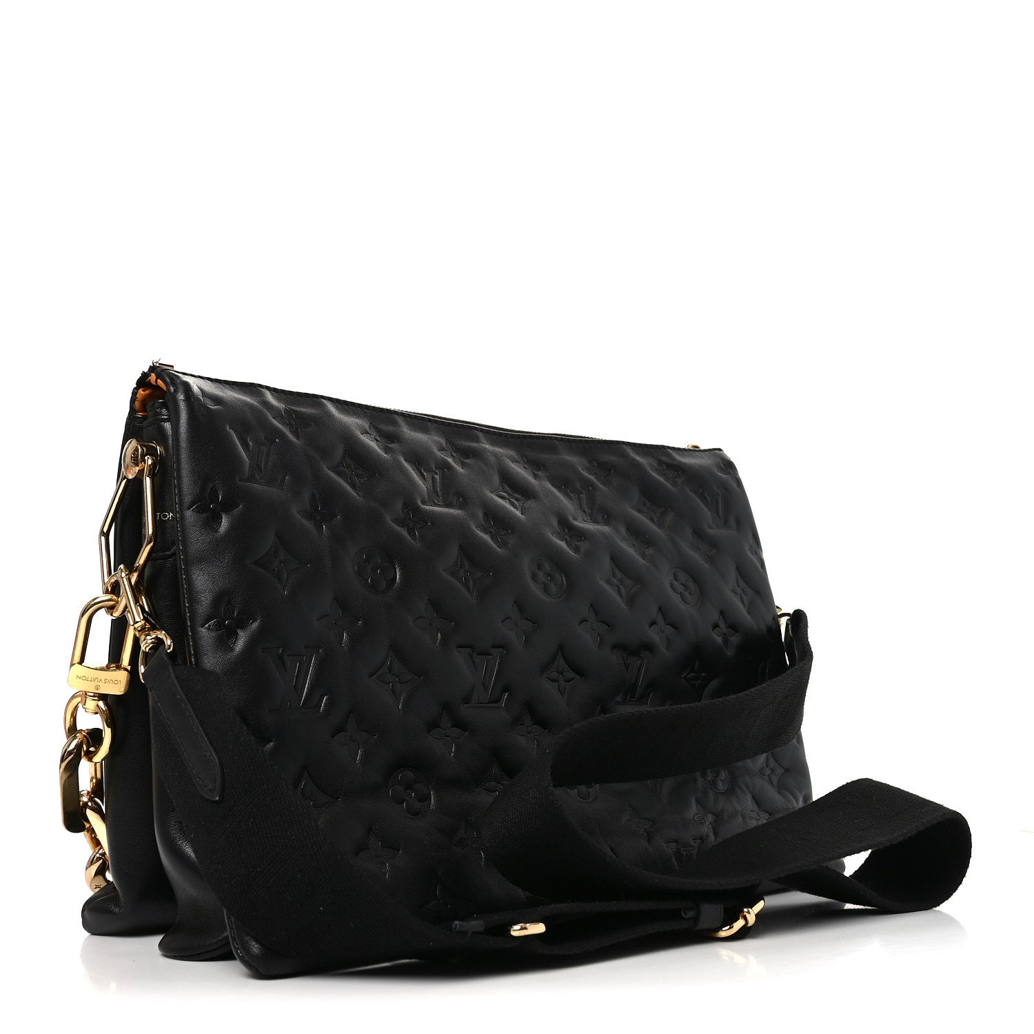 Louis Vuitton Lambskin Embossed Monogram Coussin MM Black 5 of 16