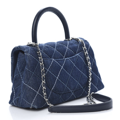 Chanel Denim Quilted Mini Coco Handle Flap Blue 3 of 14