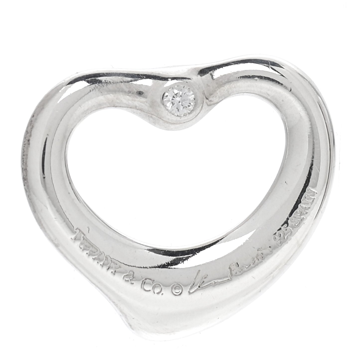 Sterling Silver Diamond Small Elsa Peretti Open Heart Charm