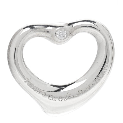 Tiffany Sterling Silver Diamond Small Elsa Peretti Open Heart Charm 2 of 4