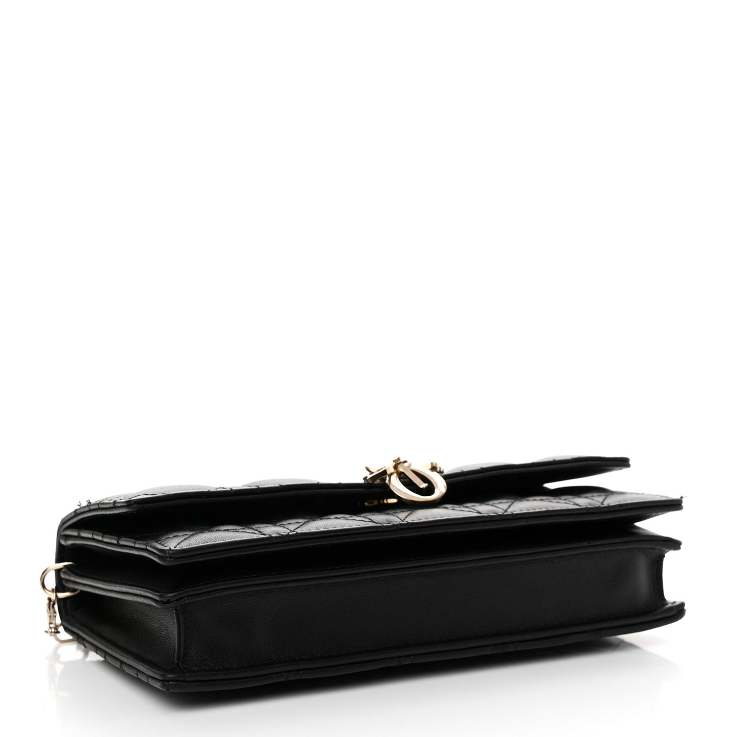 Lambskin Lady Dior Top Handle Clutch Black