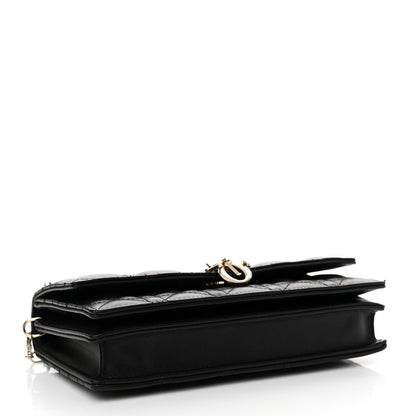 Christian Dior Lambskin Lady Dior Top Handle Clutch Black 4 of 11