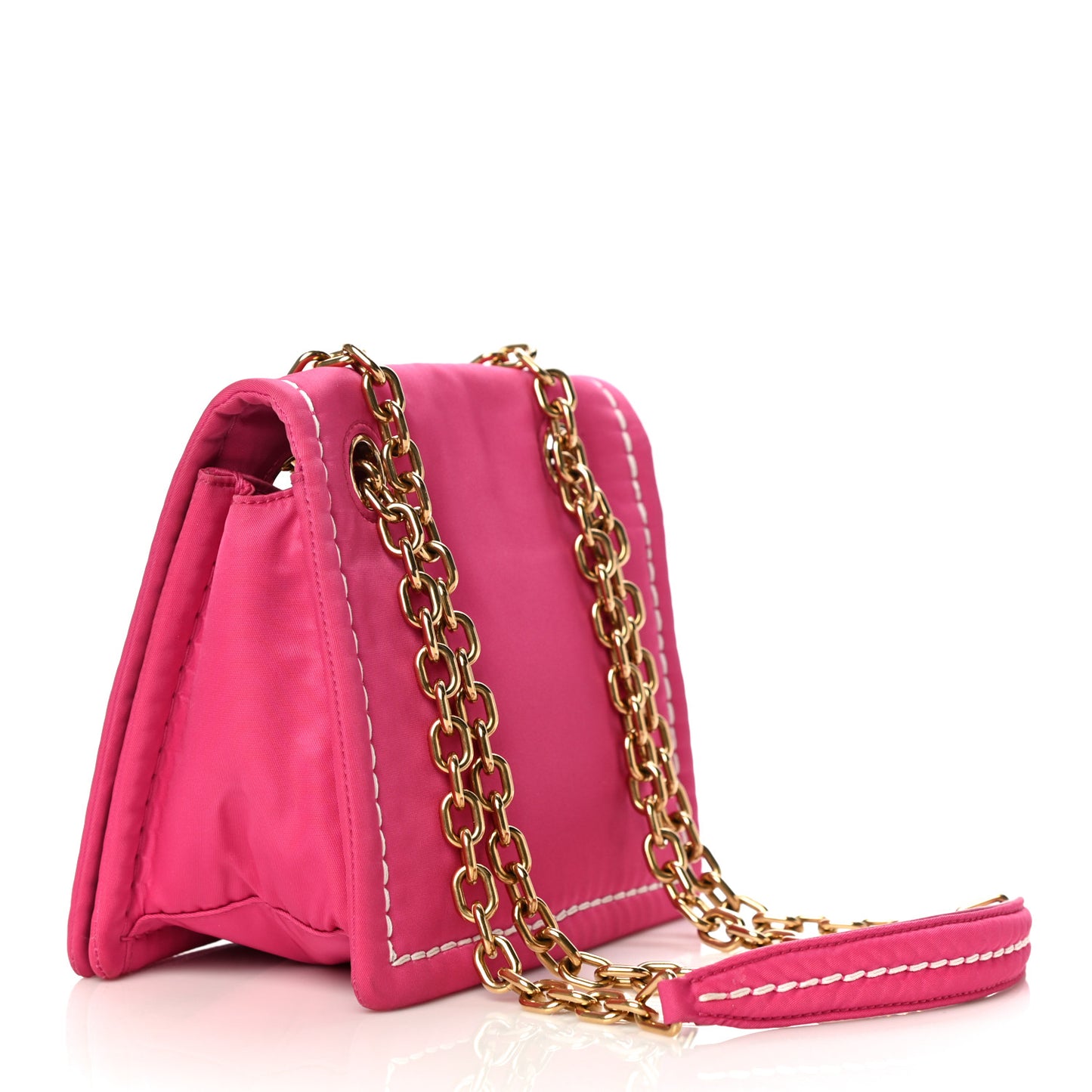 Nylon Tessuto Small Chain Shoulder Bag Fuxia