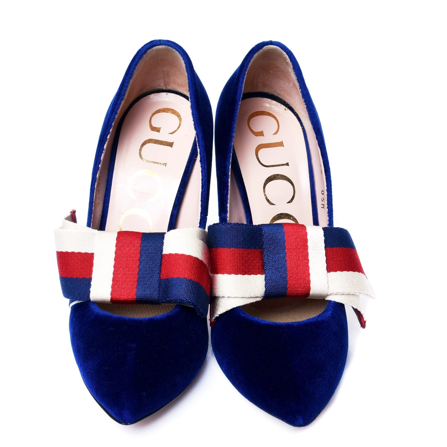 Velvet Removable Web Bow Pumps 35 Cobalt