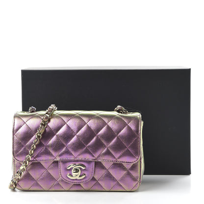 Chanel Iridescent Lambskin Quilted Mini Rectangular Flap Purple 11 of 11