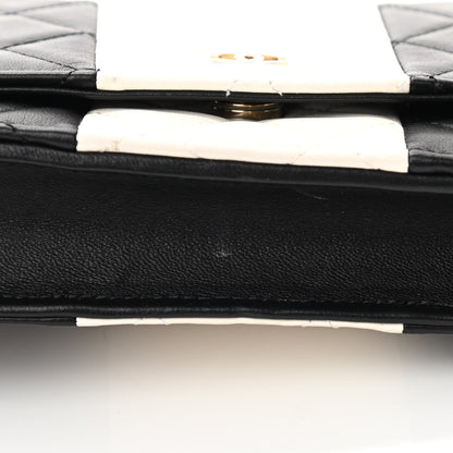 Chanel Lambskin Quilted Wallet On Chain WOC White Black 16 of 17