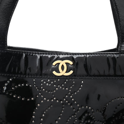 Chanel Patent Perforated Camellia Tote Black 8 of 10