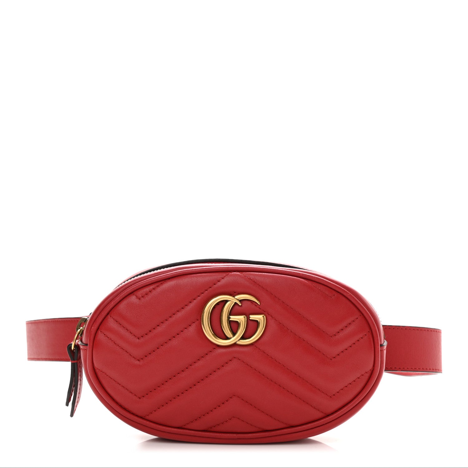 Gucci Calfskin Matelasse GG Marmont Belt Bag 85 34 Hibiscus Red 1 of 13