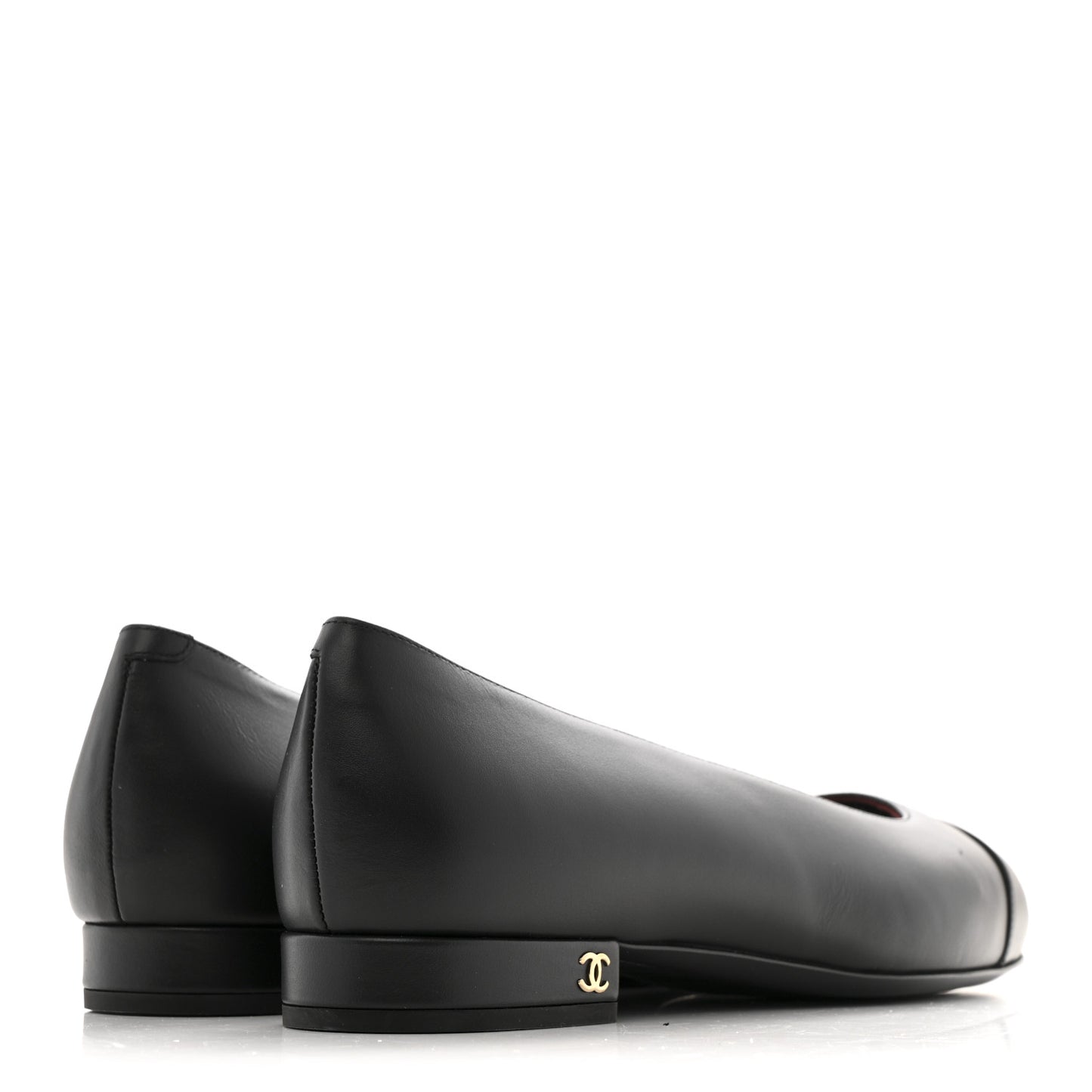 Lambskin Cap Toe CC Uniform Ballerina Flats 37 Black