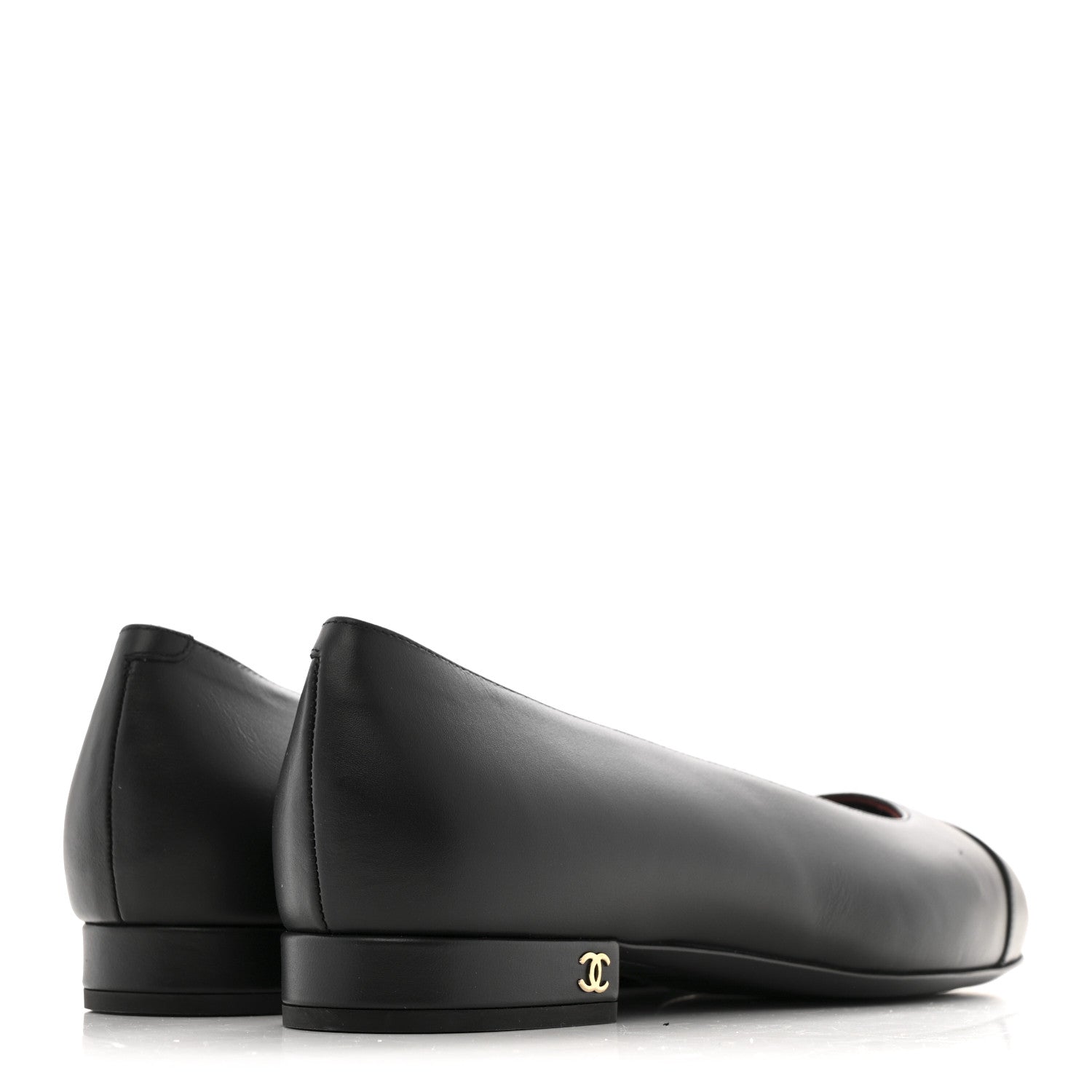 Chanel Lambskin Cap Toe CC Uniform Ballerina Flats 37 Black 5 of 9