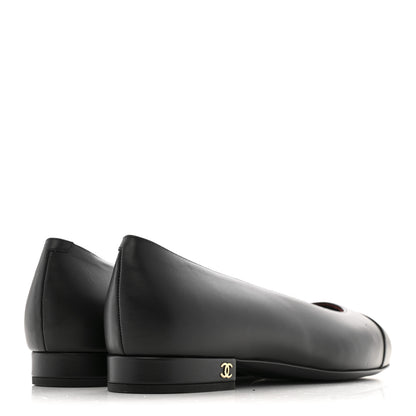 Chanel Lambskin Cap Toe CC Uniform Ballerina Flats 37 Black 5 of 9