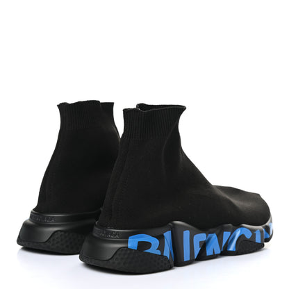 Balenciaga Neoprene Knit Mens Speed Graffiti Sneakers 41 Black Blue 4 of 8