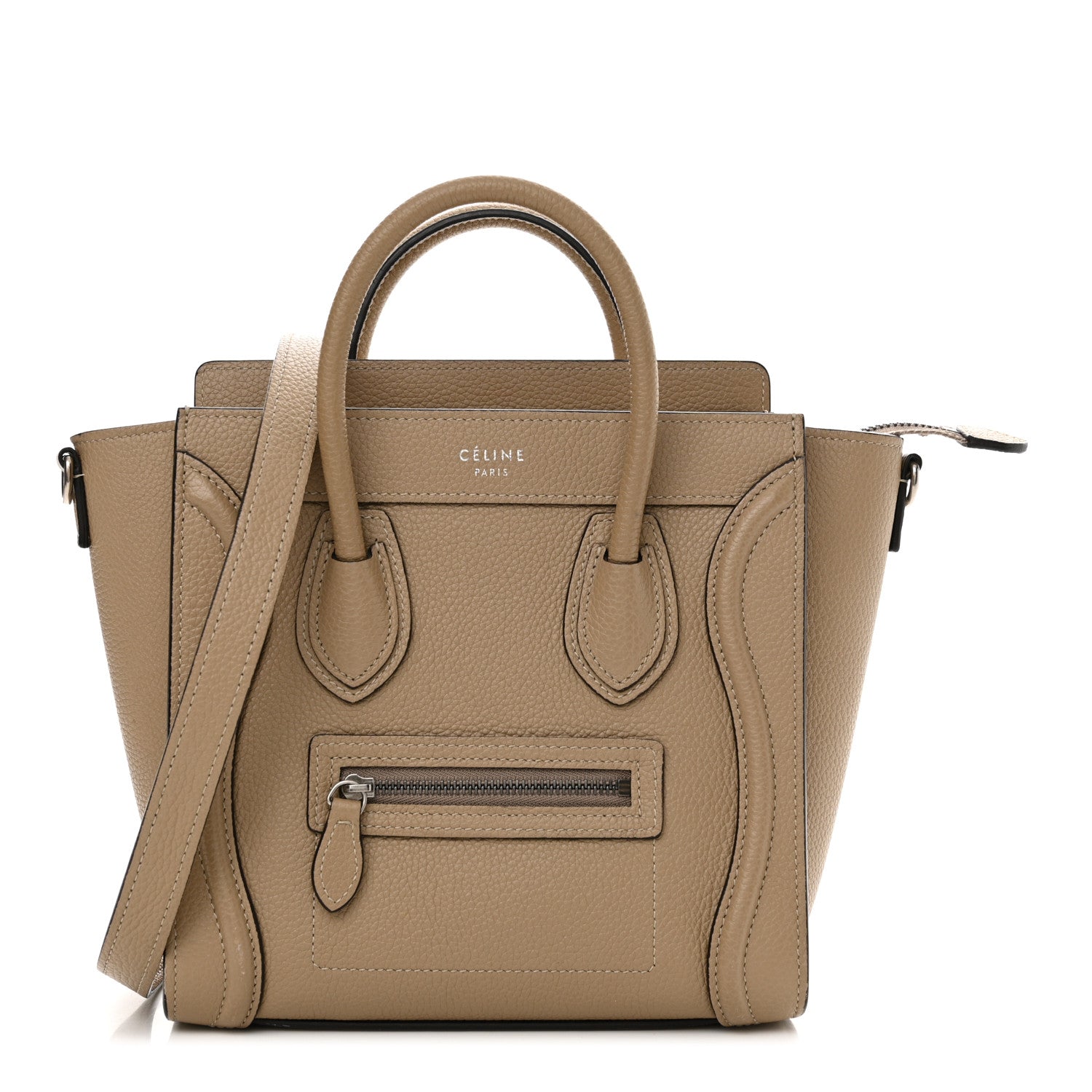 Celine Drummed Calfskin Nano Luggage Dune 1 of 15
