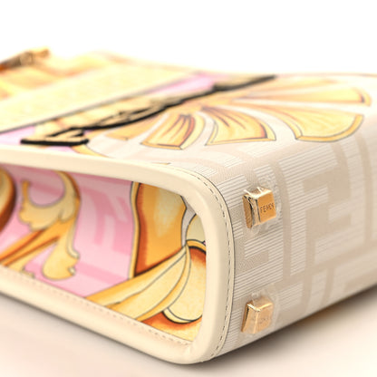 Fendi X VERSACE Calfskin Plexiglass Fendace FF Baroque Mini Fendi Sunshine Shopper Tote Gold Rosa White Ice Ciad 8 of 10