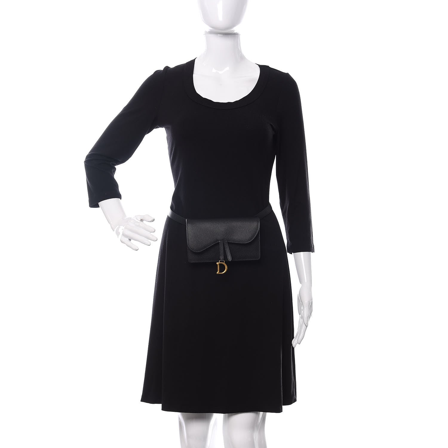 Christian Dior Grained Calfskin Saddle Belt Clutch Black 2 of 10