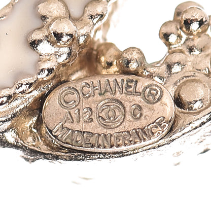 Chanel Enamel Crystal CC Earrings Light Gold 4 of 4