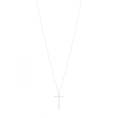 Tiffany 18K White Gold Diamond Metro Cross Pendant Necklace 1 of 6