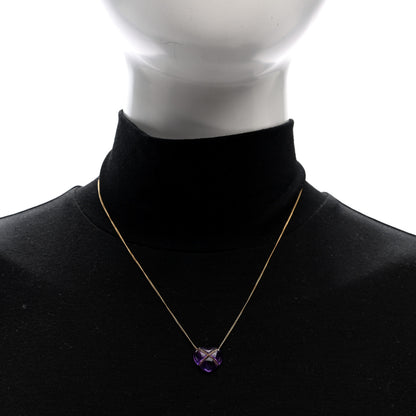 Tiffany 18K Yellow Gold Amethyst Crossover Heart Pendant Necklace 2 of 4