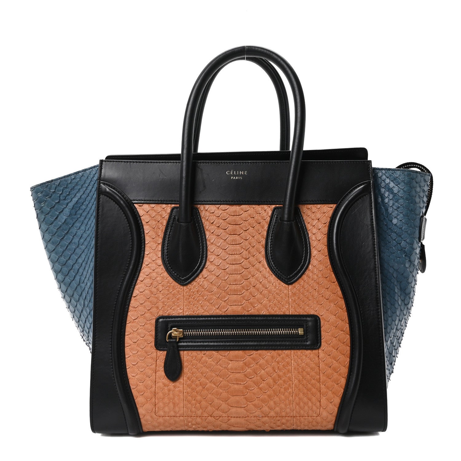 Celine Snakeskin Mini Tri-Color Luggage Blue Brown Multicolor 1 of 9
