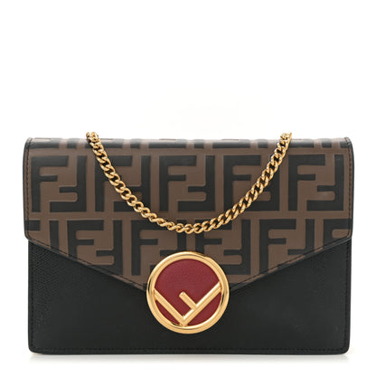 Fendi Vitello Cruise F is Fendi Bi-Color FF 1974 Embossed Medium Envelope Wallet On Chain Black Maya 1 of 11