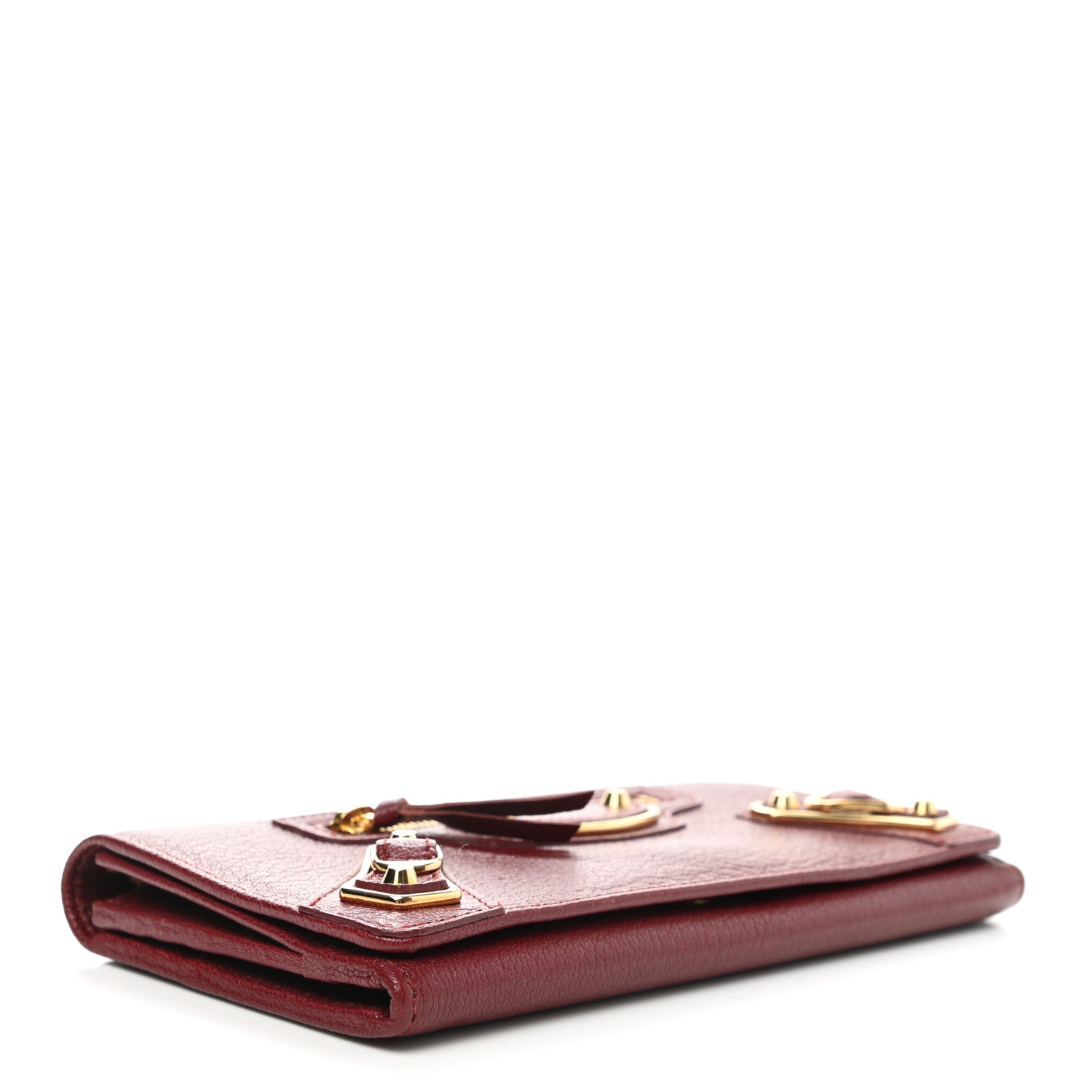 Balenciaga Chevre Gold Metallic Edge Hardware Money Wallet Bordeaux 4 of 8