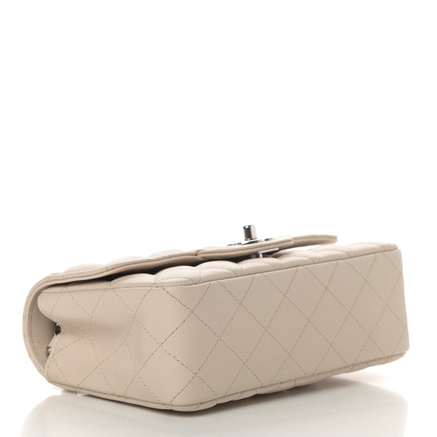 Caviar Quilted Mini Rectangular Flap Light Beige