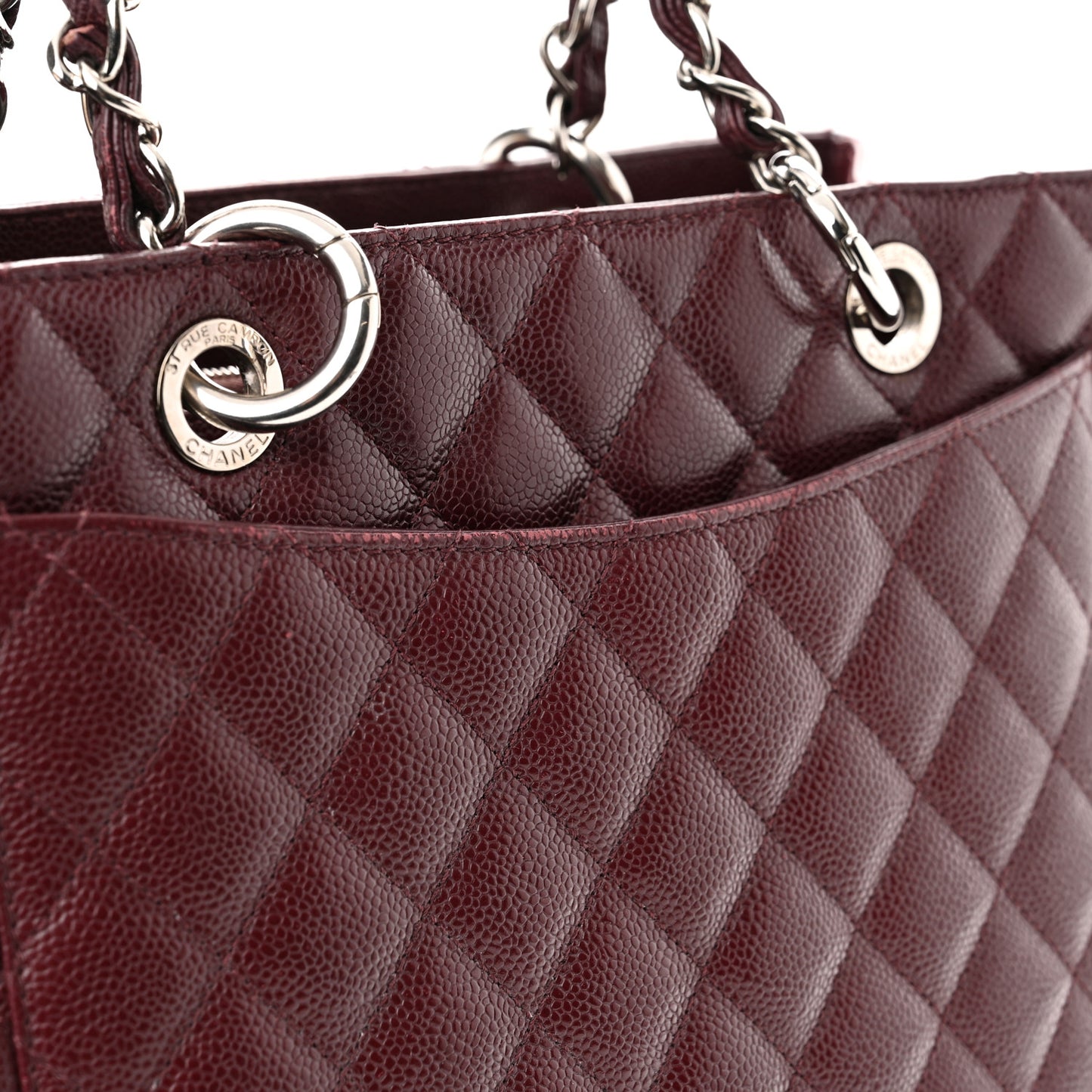 Caviar Quilted Grand Shopping Tote GST Burgundy