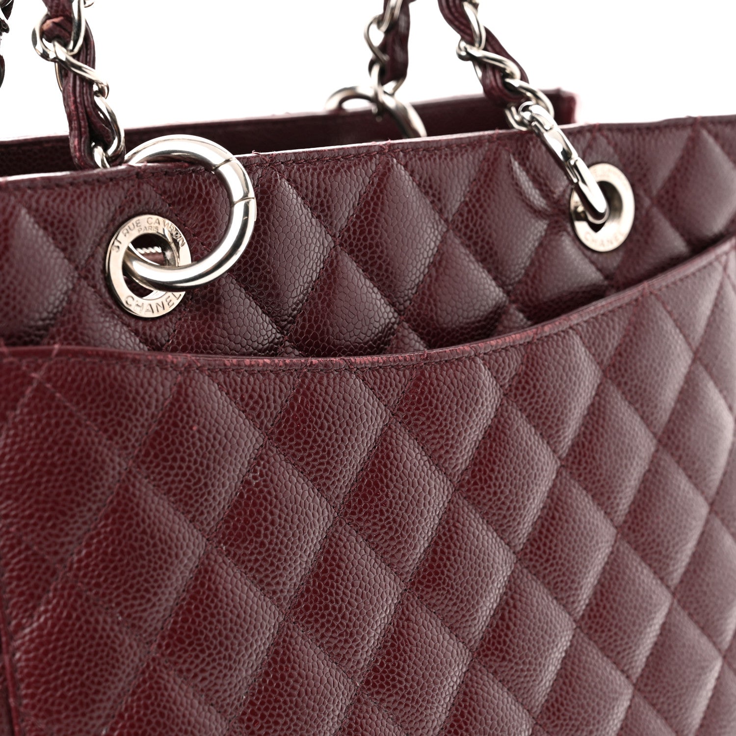 Chanel Caviar Quilted Grand Shopping Tote GST Burgundy 7 of 9