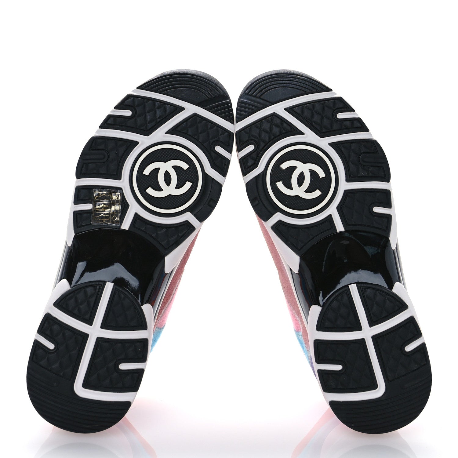 Chanel Fabric Suede Calfskin CC Sneakers 38.5 White Multicolor 5 of 7