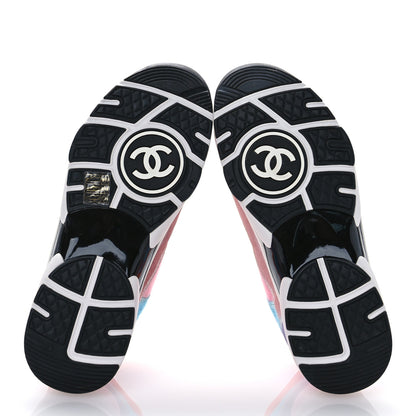 Chanel Fabric Suede Calfskin CC Sneakers 38.5 White Multicolor 5 of 7