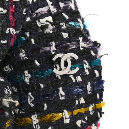 Chanel Tweed Camellia Pin Brooch Navy Multicolor 4 of 4