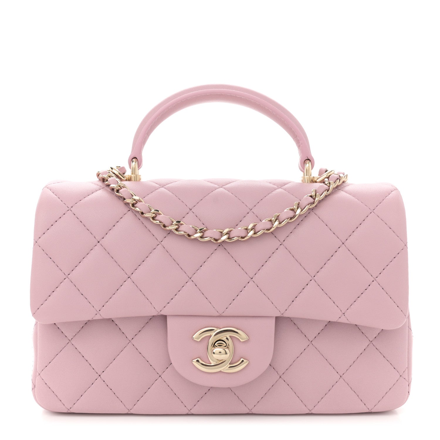 Chanel Lambskin Quilted Mini Top Handle Rectangular Flap Light Pink 1 of 11